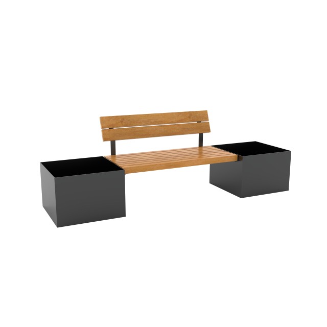 Bench with backrest and planter 